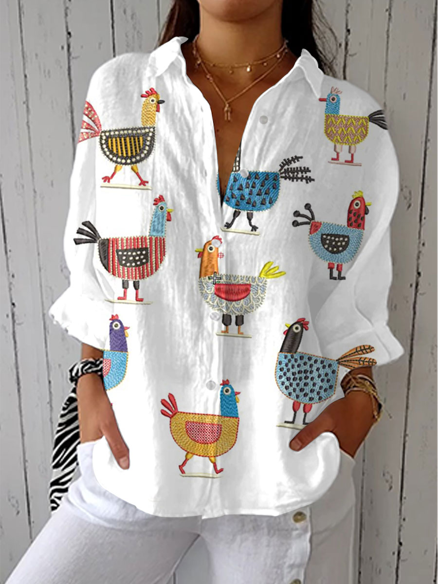 Ingrid | Blouse Coquine avec Poules