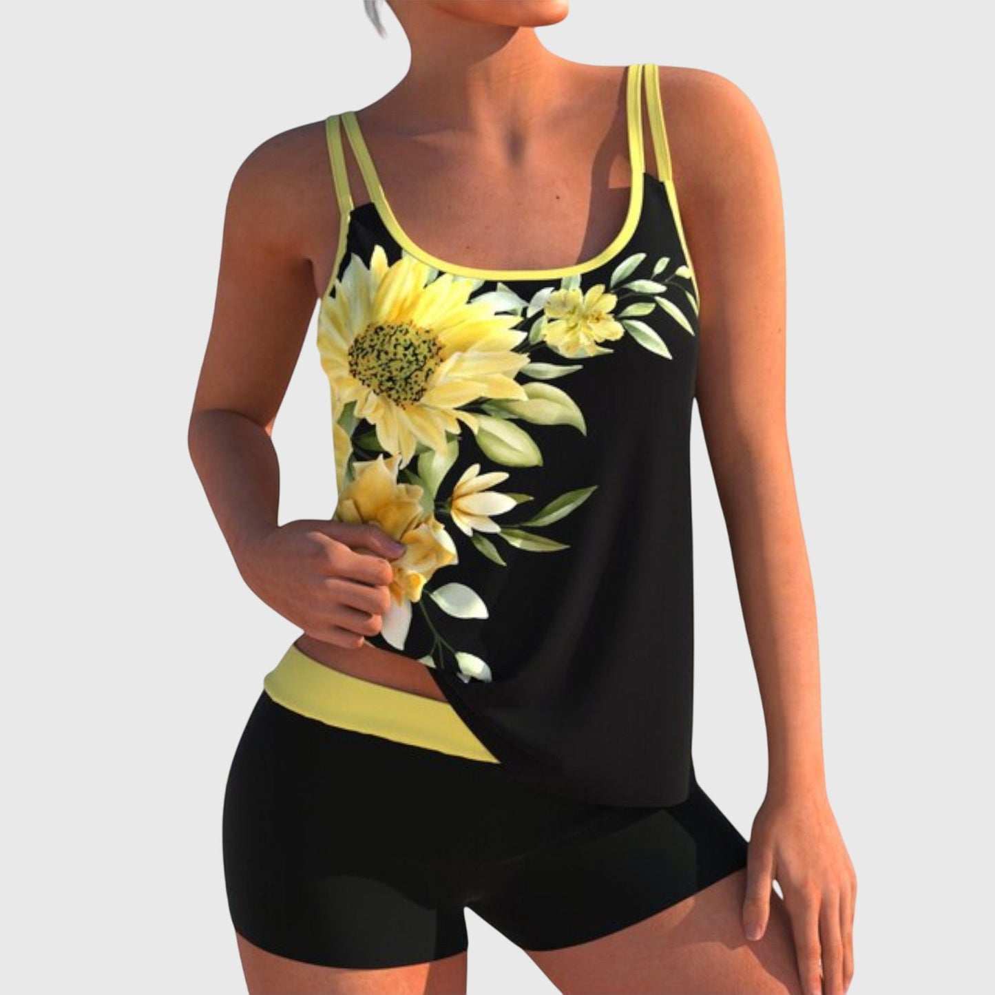 Alice | Ensemble de maillot de bain tankini floral et shorts