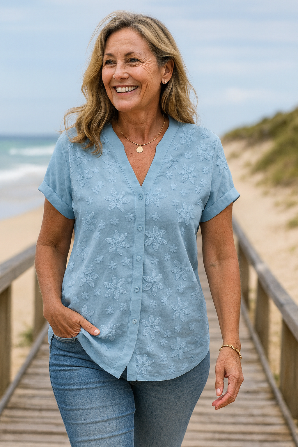 Top en Coton-Lin Naturel Rena