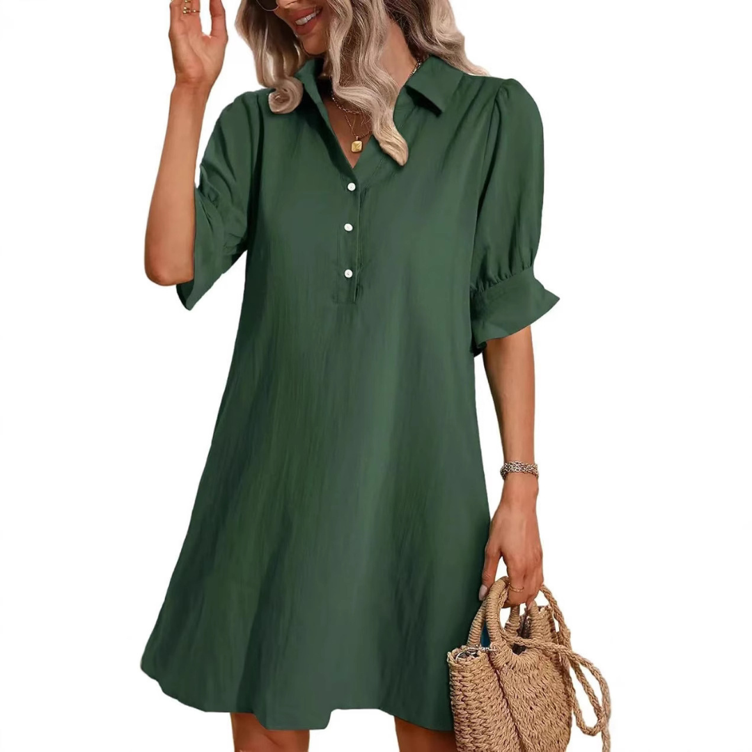 FRANCHESCA™ - Robe Chemise Décontractée à Boutons