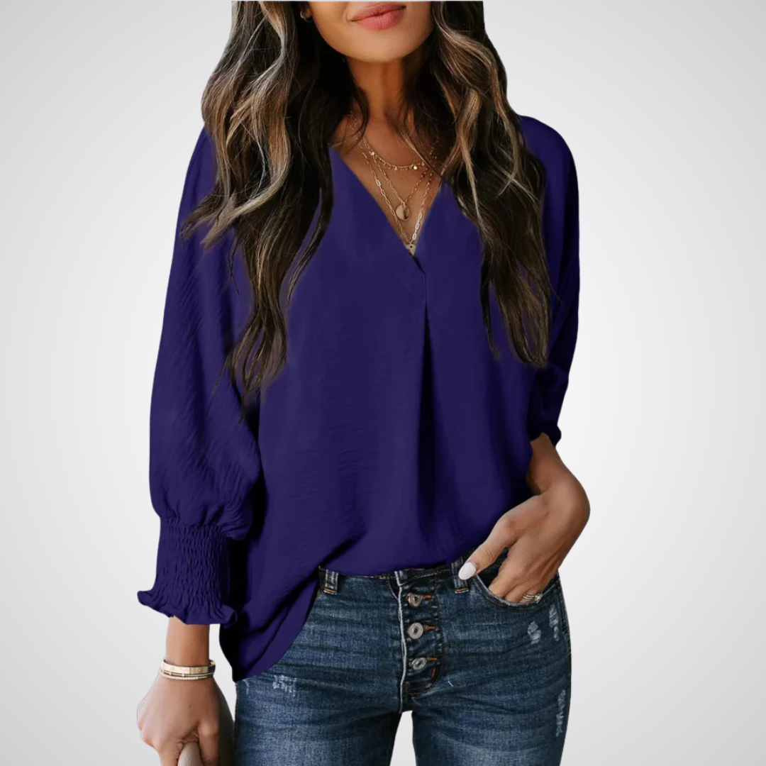 LEILA™ – Blouse Tunique Classique à Col V