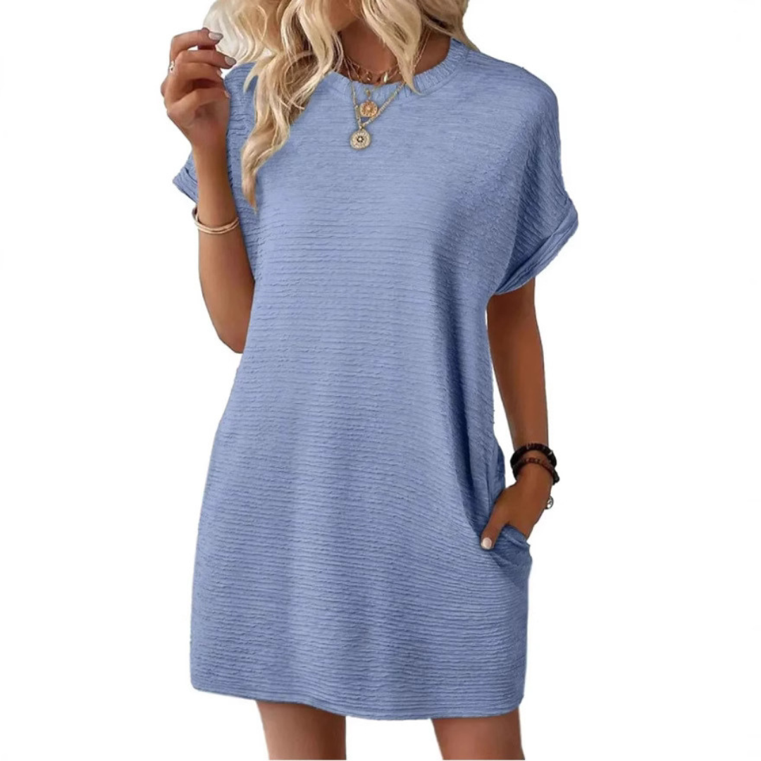 EVASHA™ – Robe d'été décontractée minimaliste à col rond