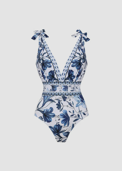 Marina | Maillot de bain floral deux pièces et jupe de couverture