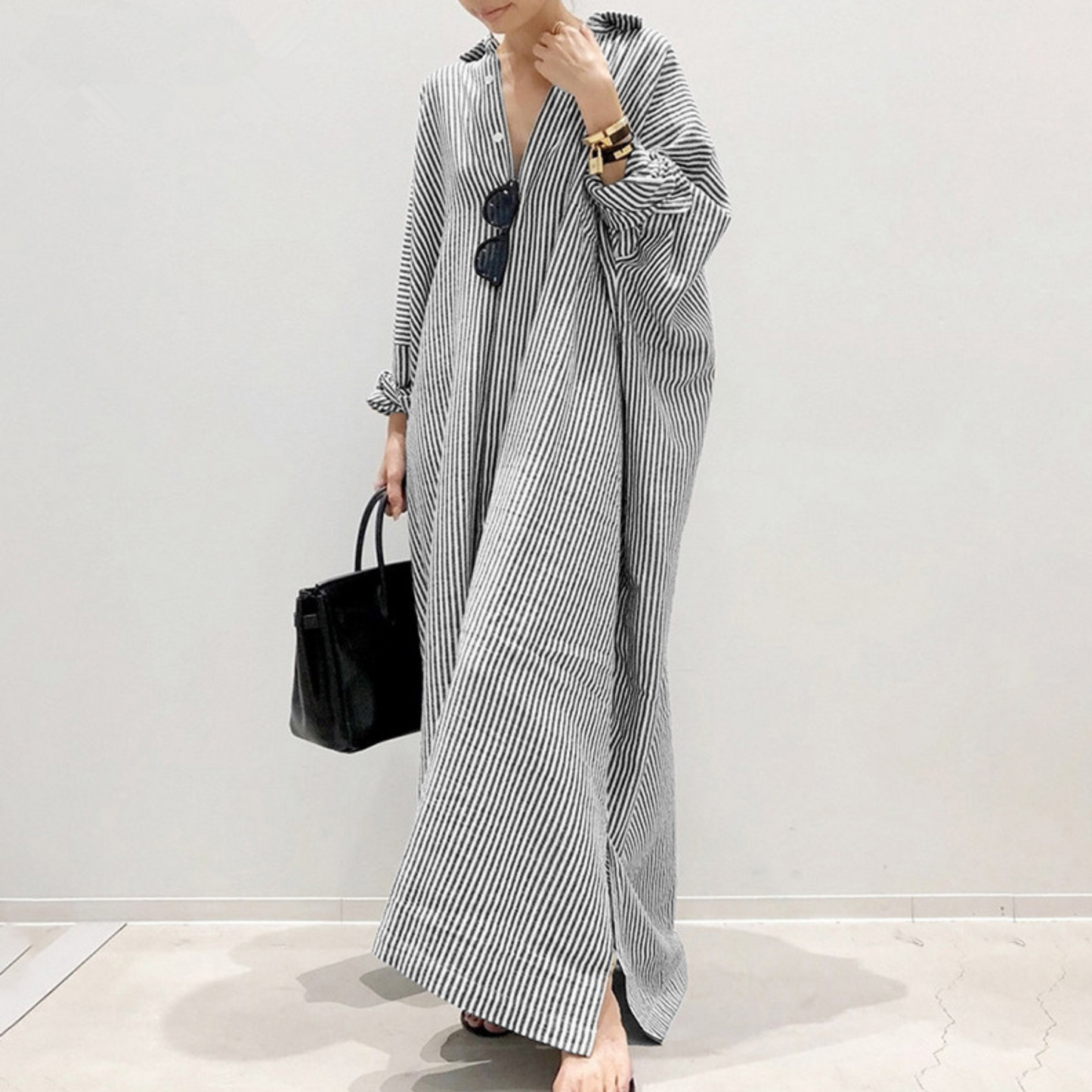 LINNAEA™ - Robe Maxi Rayée Quotidienne