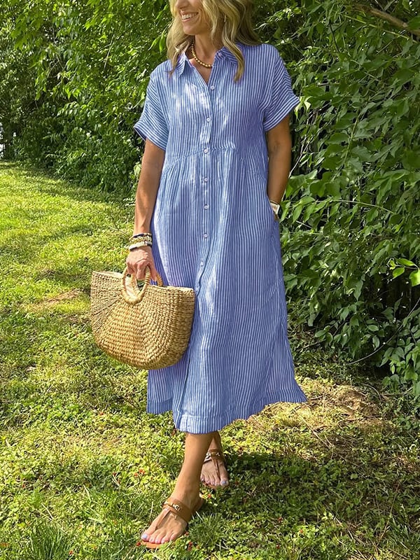 Isavelle – Robe maxi boutonnée en coton