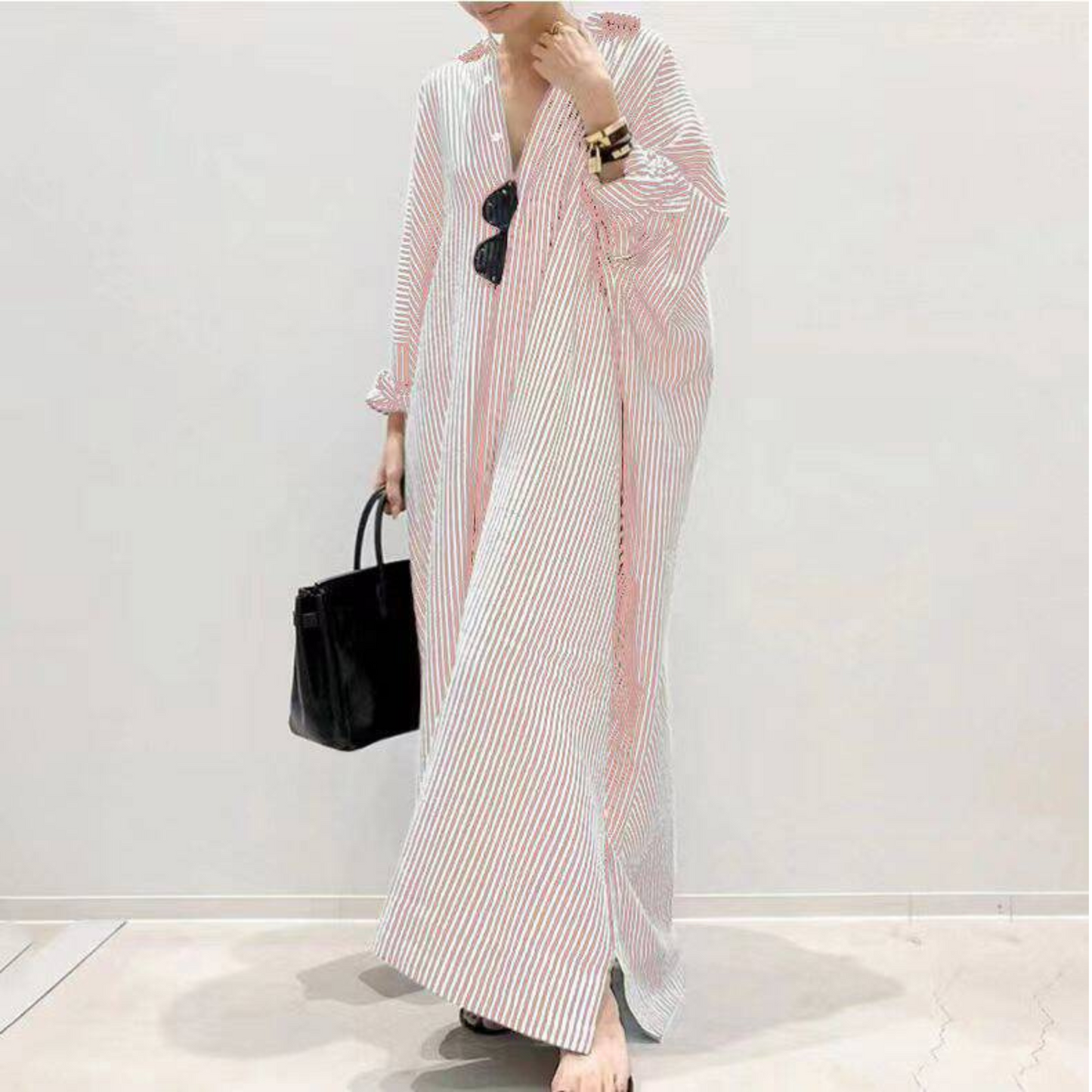 LINNAEA™ - Robe Maxi Rayée Quotidienne