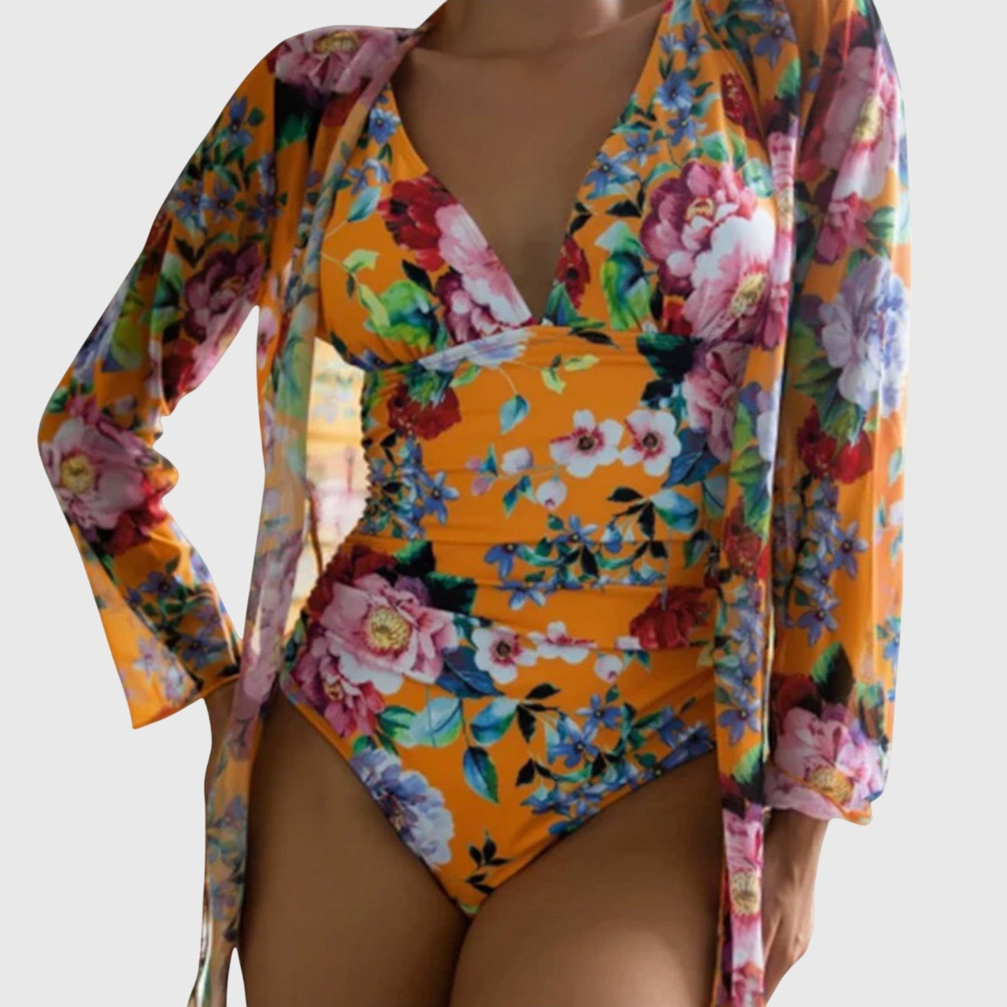 Linnea | Ensemble Maillot de Bain Floral et Kimono