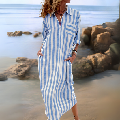 Gaëlle – Robe élégante à rayures et col en v
