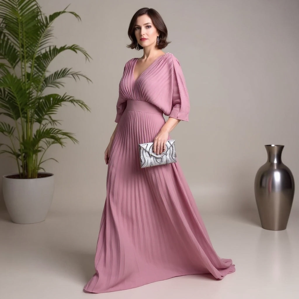 Greta | Robe Maxi Plissée Flow – Où la facilité rencontre l'élégance