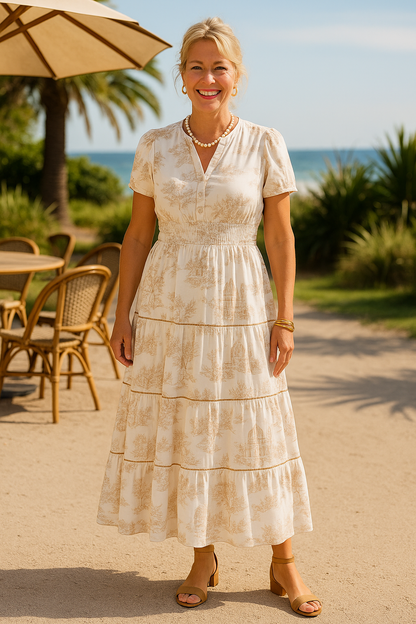 Marcelline | Maxi Toile Intemporelle – Élégance Flatteuse avec Confort et Fluidité