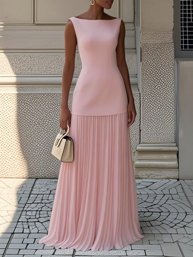 Brigitte – Robe longue plissée sans manches