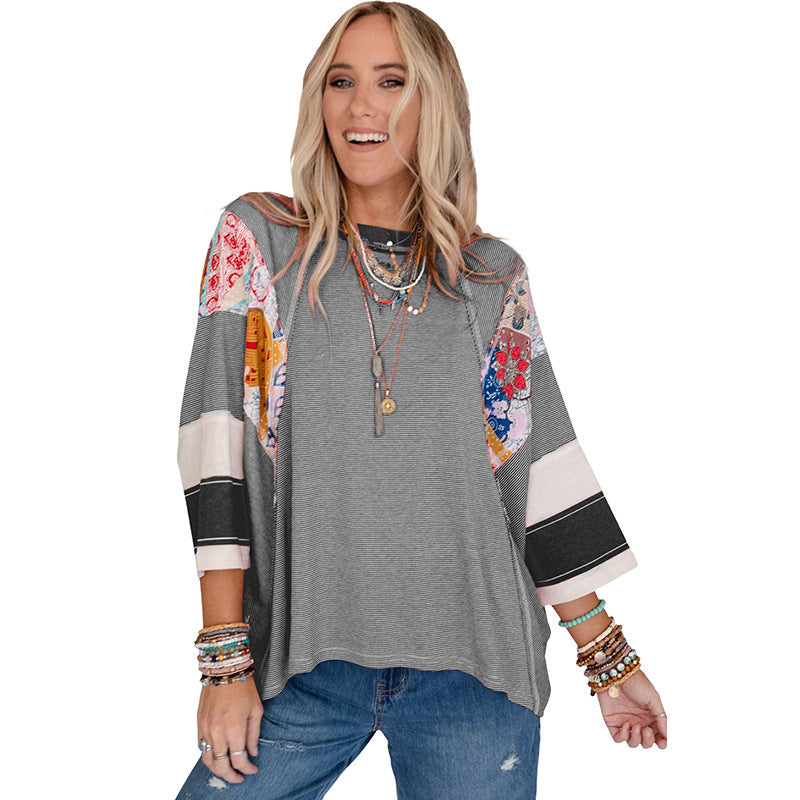 BAILEY™ – Haut Batwing Patchwork Léger