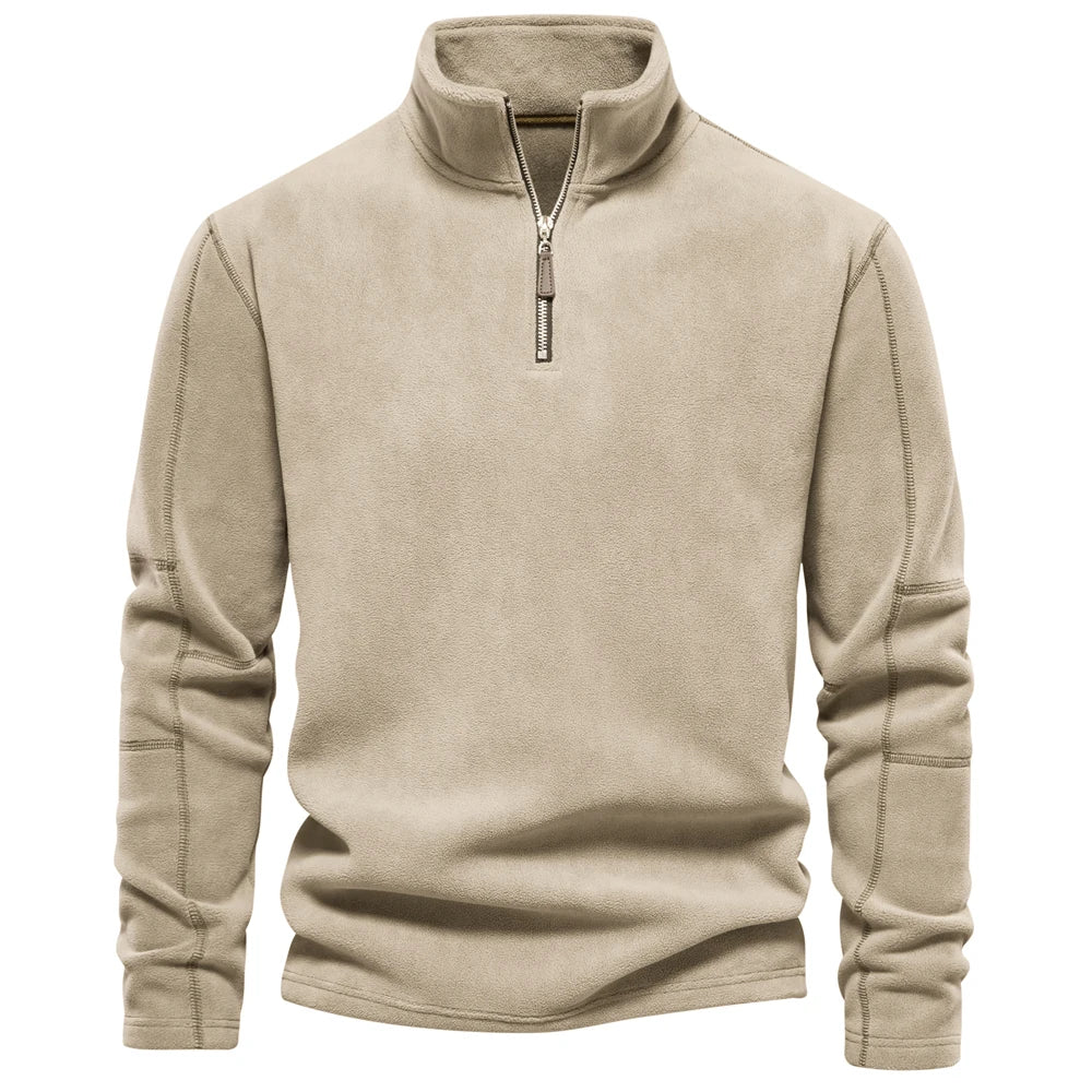 AIOPESON Brand Quality Thicken Warm Fleece Jacket for Men Zipper Neck Pullover Men's Sweatshirt Soft Shell Mens Jacket