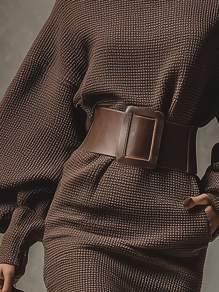 CLÉA | Robe maillée courte avec ceinture structurée