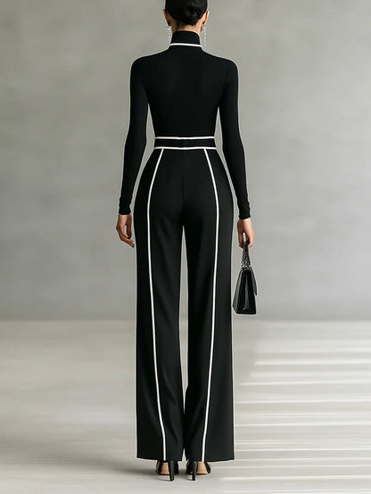 Emma - Ensemble élégant de deux pièces avec col montant et pantalon large