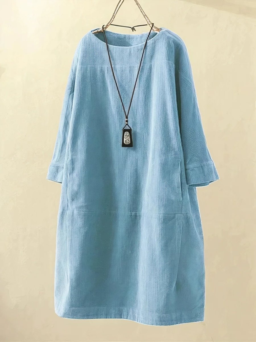 BRIDIE™ - Robe Midi en Velours Côtelé à Coupe Détendue