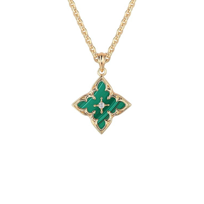 Collier Pendentif Trèfle Émeraude | Or