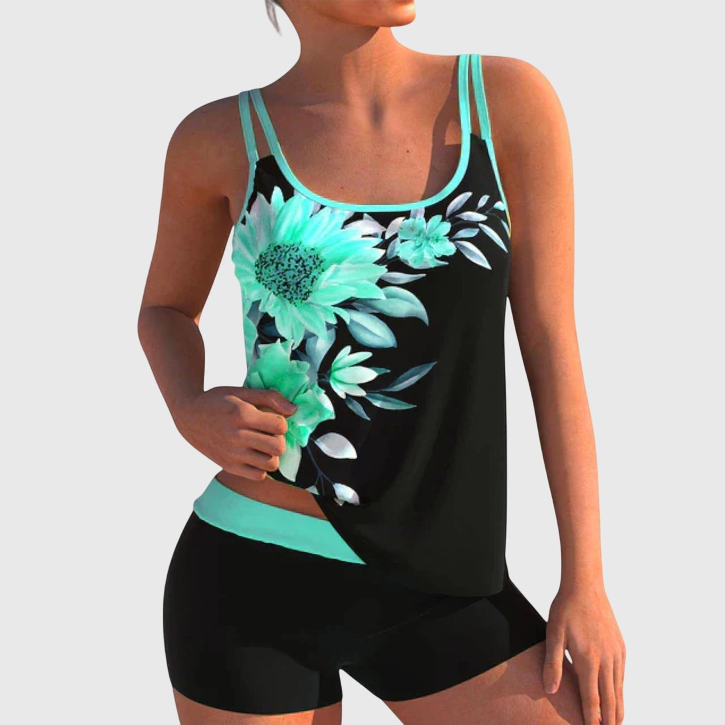 Alice | Ensemble de maillot de bain tankini floral et shorts