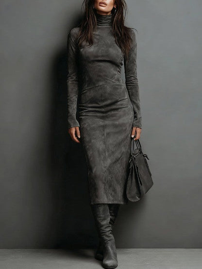 Lorena - Robe midi longue marron