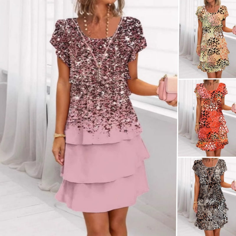 Jonna - Robe à Paillettes avec Imprimé Léopard Élégant